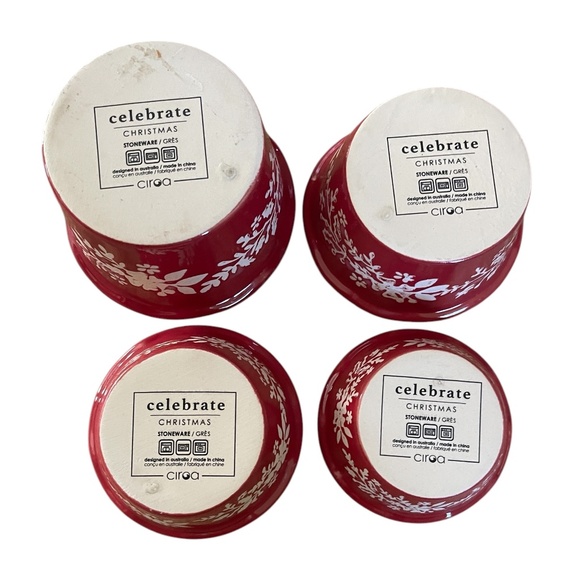 Festive Celebrate Christmas Stoneware Measuring Cup Set of 4 - Picture 4 of 4